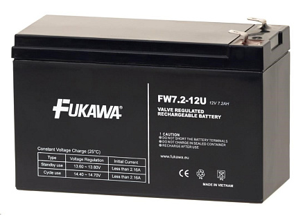 Baterie - FUKAWA FW 7,2-12 F2U (12V/7,2 Ah - Faston 250), konektor - 6.3mm, životnost 5let