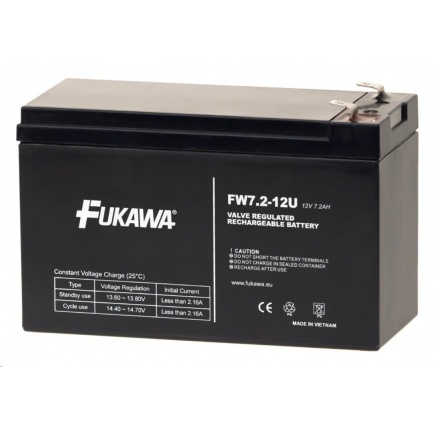 Baterie - FUKAWA FW 7,2-12 F2U (12V/7,2 Ah - Faston 250), konektor - 6.3mm, životnost 5let