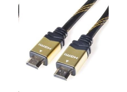 PREMIUMCORD Gold HDMI High Speed + Ethernet kabel (v1.4), opletený, zlacené konektory, 3m