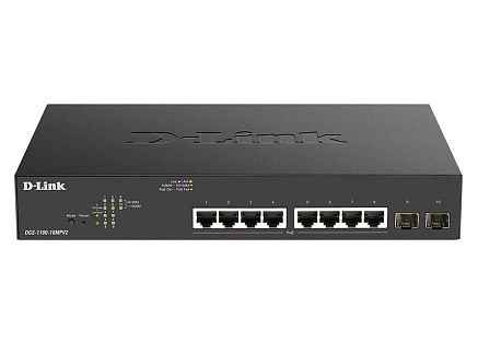 D-Link DGS-1100-10MPV2 10-Port PoE+ Gigabit Smart Managed Switch, 8x PoE gigabit, 2x SFP, PoE budget 130W