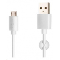 Fixed datový a nabíjecí kabel, USB-A -> micro USB, 20 W, délka 2 m, bílá