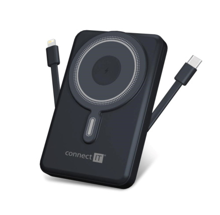 CONNECT IT Powerbanka TravelCharge, MagSafe, 10000mAh, USB-C, Lightning, Šedá