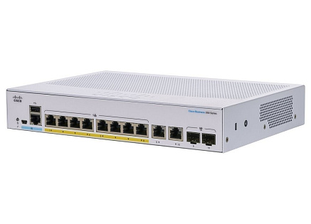 Cisco switch CBS350-8P-2G-UK (8xGbE,2xGbE/SFP combo,8xPoE+,67W,fanless) - REFRESH