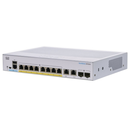 Cisco switch CBS350-8P-2G-UK (8xGbE,2xGbE/SFP combo,8xPoE+,67W,fanless) - REFRESH