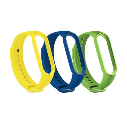 RhinoTech řemínek pro Xiaomi Mi Band 7, (3-pack), tmavě modrá / žlutá / zelená