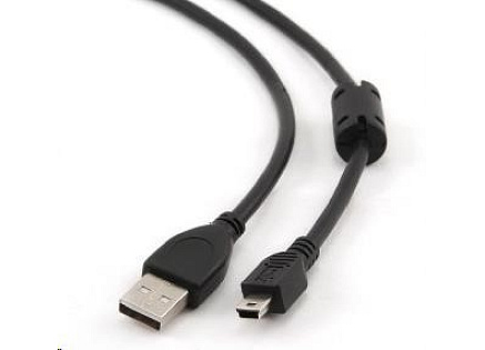 GEMBIRD Kabel USB 2.0 A-Mini B (5pin) propojovací, HQ s ferritovým jádrem, 1,8m, černý GEMBIRD Kabel USB 2.0 A-Mini B (5pin) propojovací, HQ s ferritovým jádrem, 1,8m, černý
