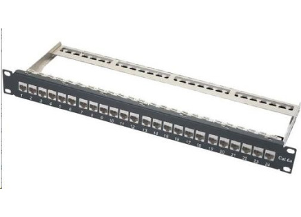 XtendLan Patch panel, 19'', 24 portů, vyjmutelné keystone, Cat6a, stíněný