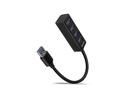 AXAGON HUE-M1A, 4x USB 3.2 Gen 1 MINI hub, kovový, kabel USB-A 20cm