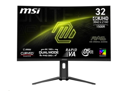 MSI LCD MAG 321CUPDF, 31.5", 3840x2160, Rapid VA, 160Hz, 0,5ms, VESA 100x100, Black