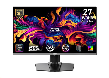 MSI LCD MAG 272QP QD-OLED X50,26.5" 2560x1440 QD-OLED,500Hz,178/178,300nits,VESA,HDMI,DP,USB-C,Audio,Black