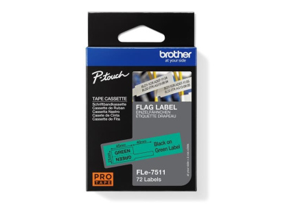 BROTHER FLe-7511 předřezané štítky - černá na zelené, 21 mm šířka BROTHER FLe-7511 předřezané štítky - černá na zelené, 21 mm šířka
