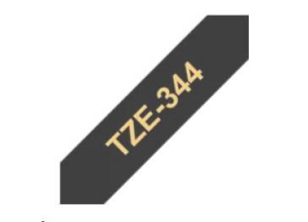 BROTHER TZE344 - kazeta TZ šířky 18mm, laminovaná TZE-344, černá / zlaté písmo - gold