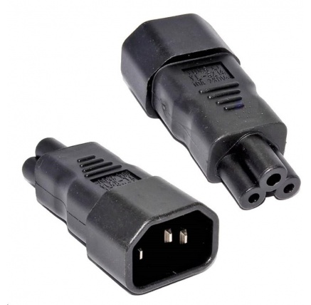 Adaptér IEC C14 na IEC C5 "trojlístek" napětí 230V, 10A Adaptér IEC C14 na IEC C5 "trojlístek" napětí 230V, 10A