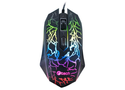 C-TECH herní myš Tychon (GM-03P), casual gaming, herní, 7 barev podsvícení, 3200DPI, USB