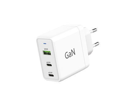 WG - Síťová nabíječka GaN 3x USB, 1x USB-A 30W + 2x USB-C 65W, bílá