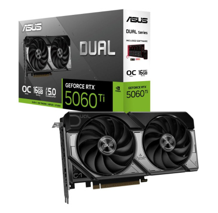 ASUS VGA NVIDIA GeForce RTX 5060 Ti DUAL OC 16G, 16GB GDDR7, 3xDP, 1xHDMI
