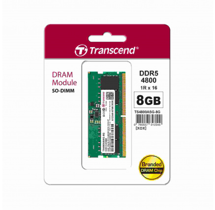 TRANSCEND SODIMM DDR5 8GB 4800MHz 1Rx16 1Gx16 CL40 1.1V