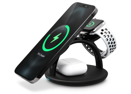 CONNECT IT Bezdrátová nabíječka 3v1 MultiCharge MagSafe pro IPhone, Apple Watch a AirPods, 15 W, Černá