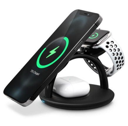 CONNECT IT Bezdrátová nabíječka 3v1 MultiCharge MagSafe pro IPhone, Apple Watch a AirPods, 15 W, Černá CONNECT IT Bezdrátová nabíječka 3v1 MultiCharge MagSafe pro IPhone, Apple Watch a AirPods, 15 W, Černá