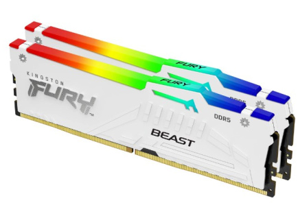 KINGSTON DIMM DDR5 64GB (Kit of 2) 5200MT/s CL40 FURY Beast Bílá RGB XMP KINGSTON DIMM DDR5 64GB (Kit of 2) 5200MT/s CL40 FURY Beast Bílá RGB XMP