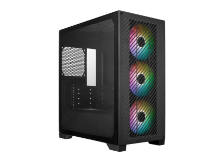Cooler Master case Elite 301, mATX, Průhledná bočnice, 3x 120mm ARGB Fan, Černá