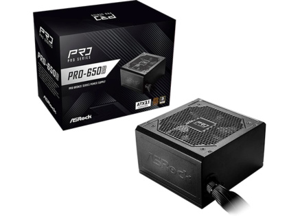 ASROCK zdroj PRO-650B, 650W, 80Plus Bronze, 120 mm, ATX 3.1 ASROCK zdroj PRO-650B, 650W, 80Plus Bronze, 120 mm, ATX 3.1