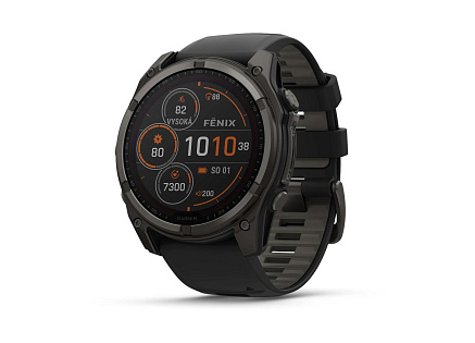 Garmin - fenix 8 Solar Sapphire - 51 mm - Carbon Gray DLC Titanium with Black | Pebble Gray Silicone Band, EU Garmin - fenix 8 Solar Sapphire - 51 mm - Carbon Gray DLC Titanium with Black | Pebble Gray Silicone Band, EU