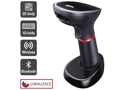 Virtuos CCD 2D čtečka HW-855A, bezdrátová, základna, USB, černá