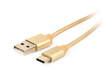 GEMBIRD Kabel USB na USB-C kabel (AM/CM), 1,8m, opletený, zlatý, blister