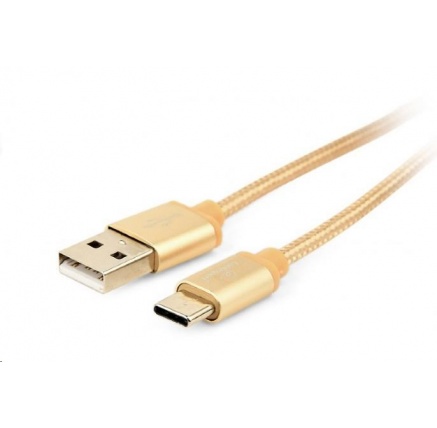 GEMBIRD Kabel USB na USB-C kabel (AM/CM), 1,8m, opletený, zlatý, blister GEMBIRD Kabel USB na USB-C kabel (AM/CM), 1,8m, opletený, zlatý, blister