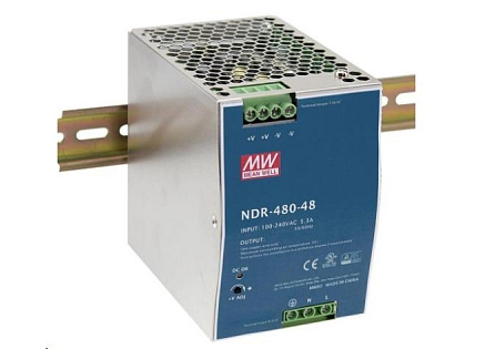 Planet PWR-480-48, Mean Well průmyslový zdroj na DIN lištu, nastavitelný 48-56V DC, 480W