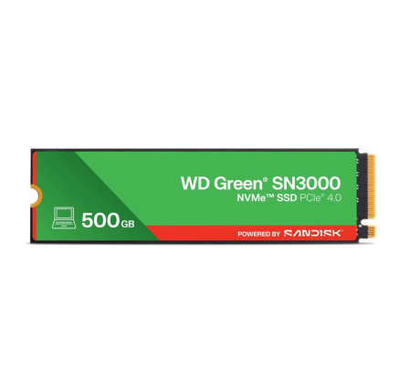 WD GREEN SSD 500GB SN3000 Powered by SanDisk, PCIe Gen4x4, M.2 2280, (R:5000/W:4100 MB/s) WD GREEN SSD 500GB SN3000 Powered by SanDisk, PCIe Gen4x4, M.2 2280, (R:5000/W:4100 MB/s)