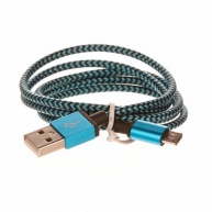 CELLFISH pletený datový kabel z nylonového vlákna, micro USB, 1 m, modrá