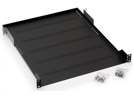 TRITON Police s perforací 19", 1U/350mm, nosnost 40kg, šedá