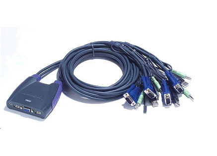 ATEN přepínač KVM 4-port VGA KVMP USB2.0, mini, audio, 0,9m kabely