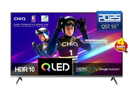 CHiQ U55QST TV 55", UHD, QLED, ultratenká, Google TV, DLG 120 Hz, Dolby Audio, Frameless, metalická CHiQ U55QST TV 55", UHD, QLED, ultratenká, Google TV, DLG 120 Hz, Dolby Audio, Frameless, metalická