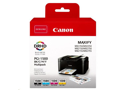 Canon CARTRIDGE PGI-1500 BK/C/M/Y MULTI-PACK pro MAXIFY MB2050, MB215x, MB2350, MB275x (300 str.) Canon CARTRIDGE PGI-1500 BK/C/M/Y MULTI-PACK pro MAXIFY MB2050, MB215x, MB2350, MB275x (300 str.)