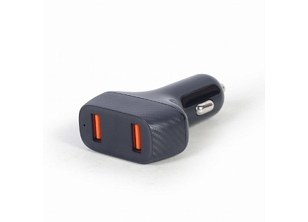 GEMBIRD Nabíječka do auta, 2x USB, rychlo-nabíječka, QC3.0, 36 W, černá