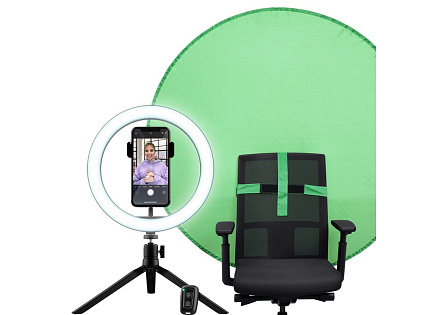 TRUST Kruhové Světlo + Green Screen Maku+ 2-in-1 Streaming Kit