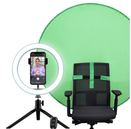 TRUST Kruhové Světlo + Green Screen Maku+ 2-in-1 Streaming Kit