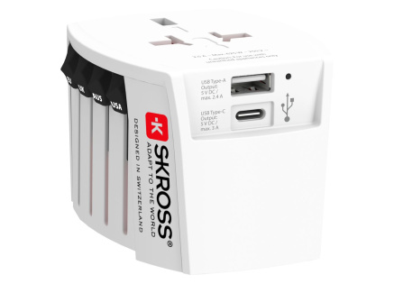 SKROSS cestovní adaptér MUV USB, USB A+C, univerzální pro 150 zemí