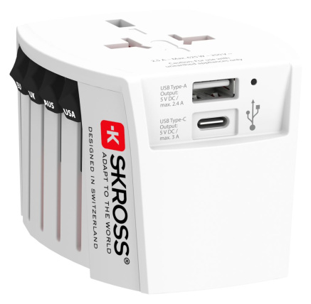 SKROSS cestovní adaptér MUV USB, USB A+C, univerzální pro 150 zemí SKROSS cestovní adaptér MUV USB, USB A+C, univerzální pro 150 zemí