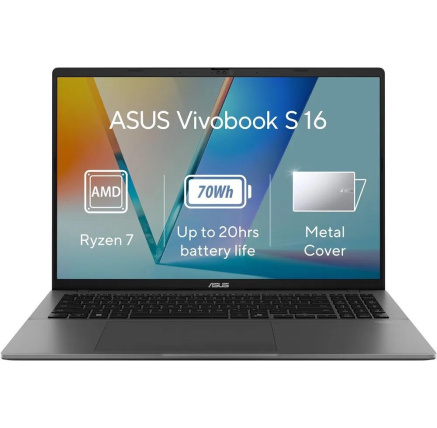 ASUS NTB Vivobook S 16 (M3607KA-OLED008W), AI 7 350, 16" 1920x1200, 32GB, 1TB SSD, Radeon, W11 Home, Matte Gray