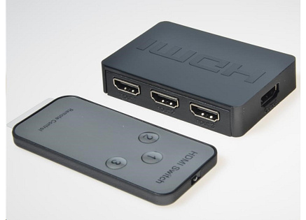 PREMIUMCORD HDMI switch 3:1 plastový s dálkovým ovladačem