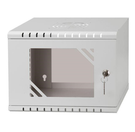 LEXI-Net 10" nástěnný rozvaděč Basic 4U 292x300, skleněné dveře, bez zad, svařovaný, šedý