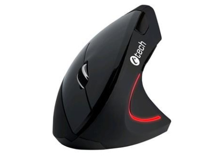 C-TECH myš VEM-09, vertikální, bezdrátová, 6 tlačítek, černá, USB nano receiver
