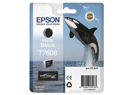 EPSON ink čer ULTRACHROME HD "Kosatka" - Matte Black - T7608 (25,9 ml)