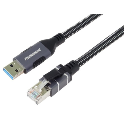 PremiumCord Ethernetový kabel USB3.2 na LAN RJ45 10/100/1000, 1m PremiumCord Ethernetový kabel USB3.2 na LAN RJ45 10/100/1000, 1m
