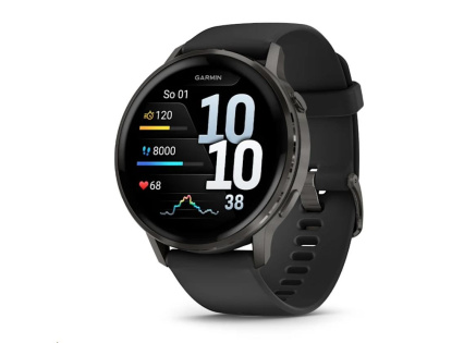 Garmin Venu® 4 - 45 mm Slate a Černý silikonový řemínek