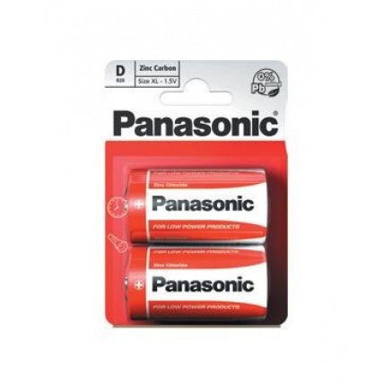 PANASONIC Zinkouhlíkové baterie Red Zinc R20RZ/2BP EU D 1,5V (Blistr 2ks)
